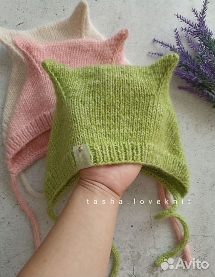 Шапочка чепчик с ушками детский/Коточепчик