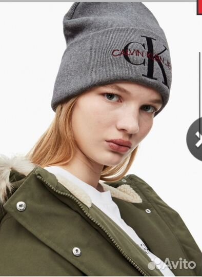 Calvin Klein шапка 100 хлопок двойной очень теплая