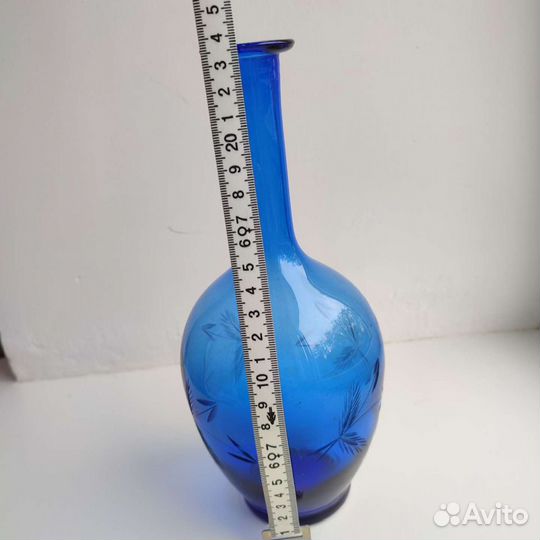 Винтаж, синее стекло, кобальтовое стекло, графин