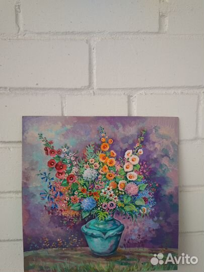 Картина маслом 30х30 Букет цветов