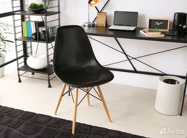Стулья eames обеденные пластик в наличии (черный)