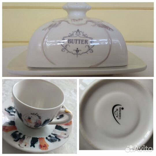 Масленка керамическая и кофейная пара
