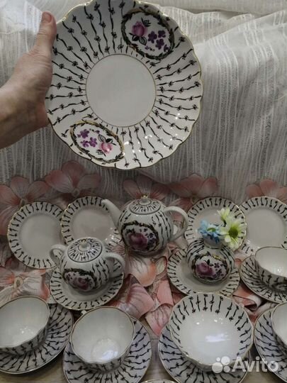 Сервиз чайный лфз Роза в медальоне красное клеймо