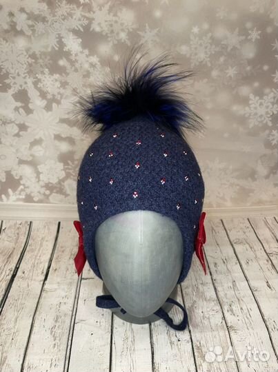 Шапка синяя новая шерсть Mothercare Kotik Totti