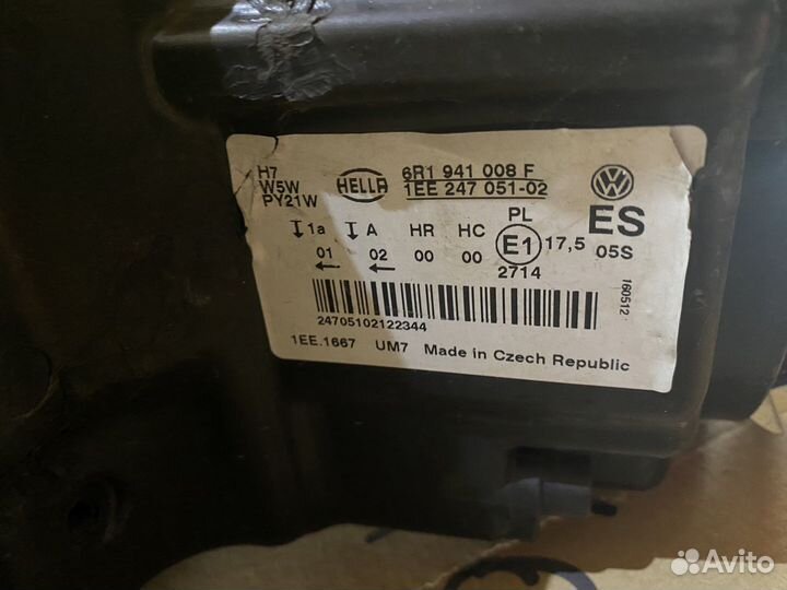 Фара правая volkswagen polo