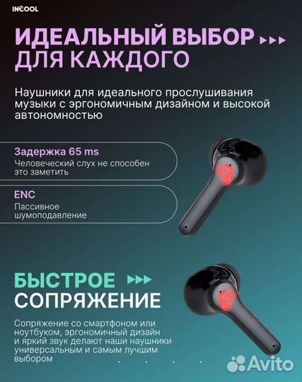 Беспроводные наушники TWS с микрофоном