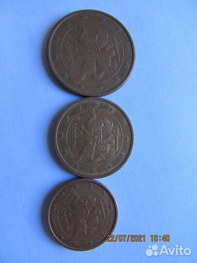 Набор Литвы 1,2,5 центов 2014 года