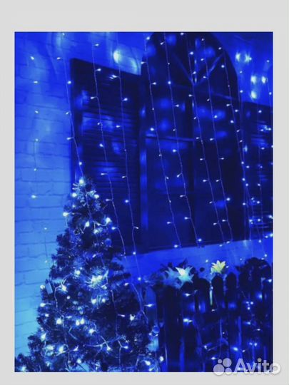 Гирлянда уличная, светодиодная бахрома, занавес, д