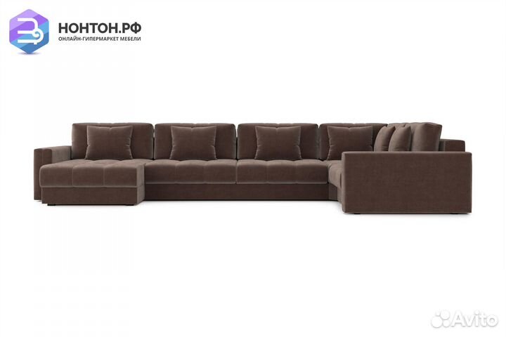 Диван п-образный тик-так Монарх коричневый