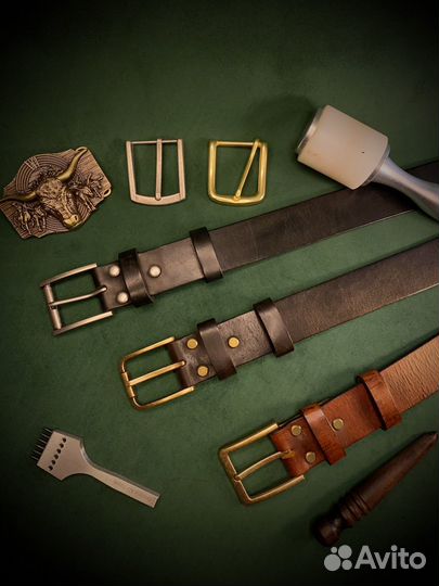 Ремень мужской кожаный ручной работы из кожи быка