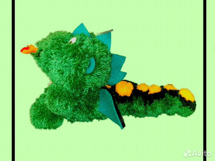 Дракон Игрушка из помпонов + два Мини дракончика