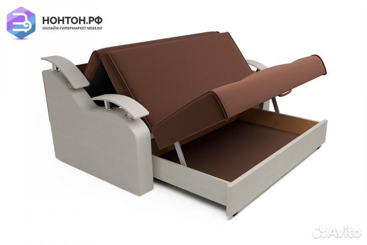 Диван аккордеон Шарк 3 коричневый / белый