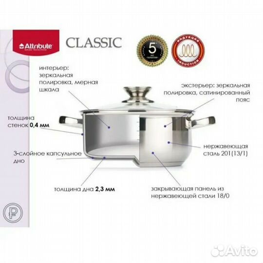 Набор кастрюль 3 шт из нержавеющей стали