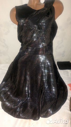Вечернее блестящее платье серебро Англия р.46-48