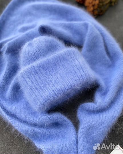 Пушистый теплый комплект из пуха норки