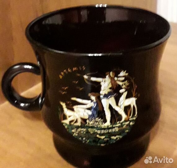 Красивый сервиз новый цветное стекло с золотом