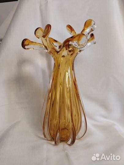 Ваза цветное стекло Чехословакия 34см