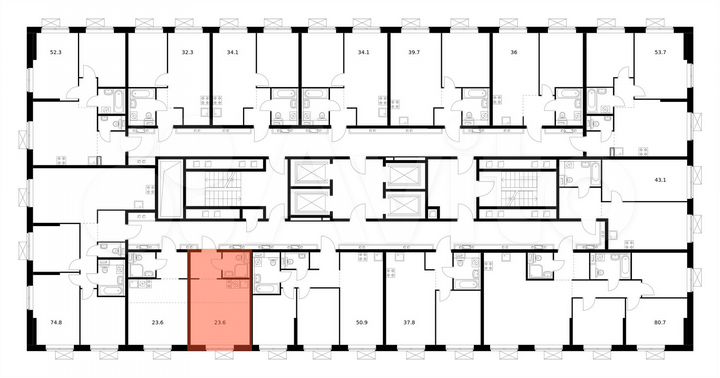 Квартира-студия, 23,6 м², 22/33 эт.