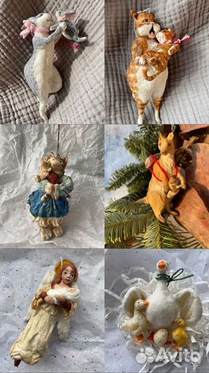 Ватные елочные игрушки