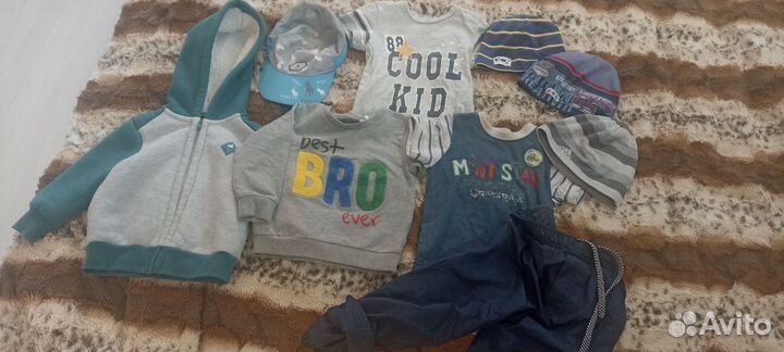 Вещи р 86: кофты, футболки, кепка, шапки