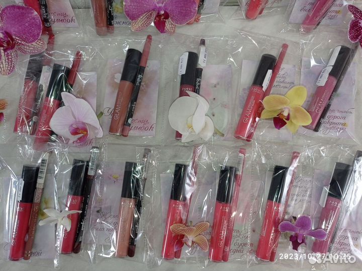 Набор мини, блеск Glam cream + карандаш для губ