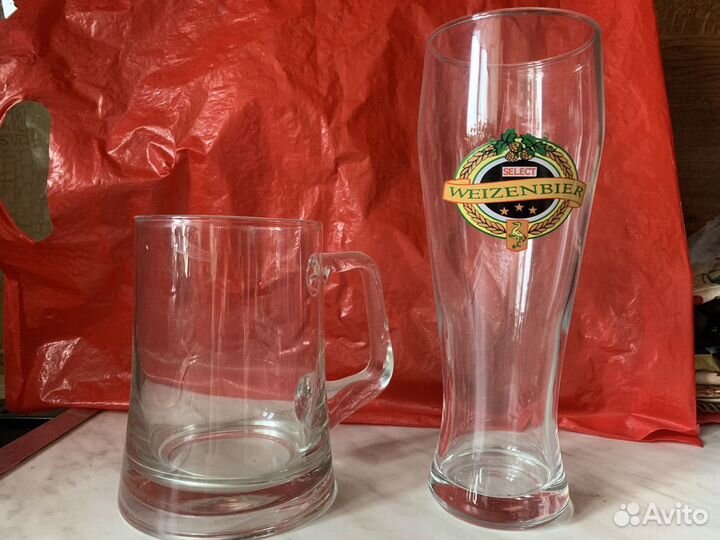 Стаканы, бокалы пивные, коньячные, набором 8 шт