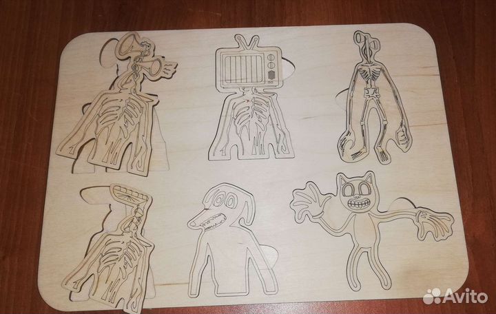 Вкладыш рамка пазл из дерева сиреноголовый