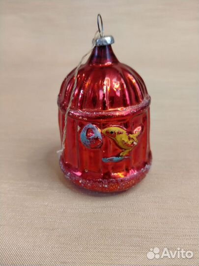 Ёлочная игрушка Клетка с птицами СССР