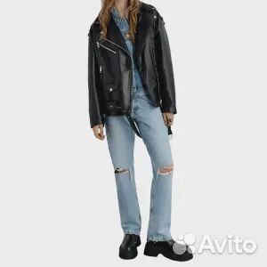 Кожаная куртка Zara, черный