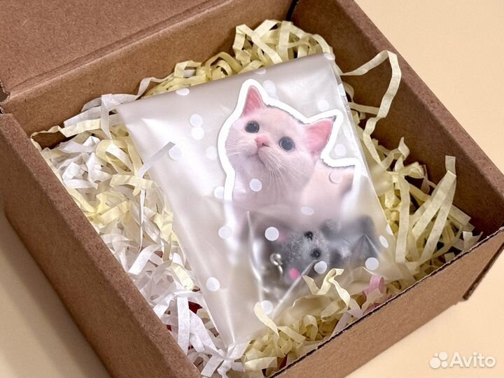 Брелок котенок флокированный