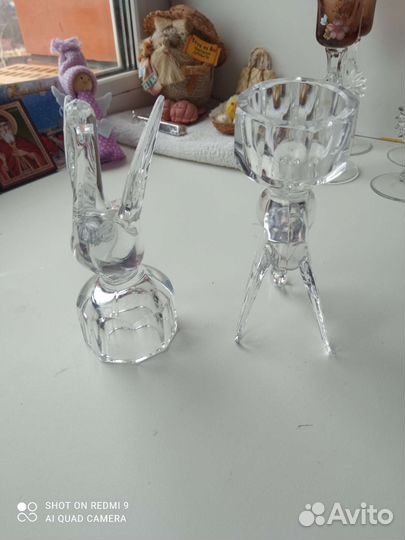 Хрустальные подсвечники, рюмка-гуси