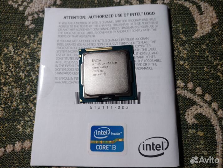 Процессор intel Core i3 - 3240. LGA1155 + Стикер