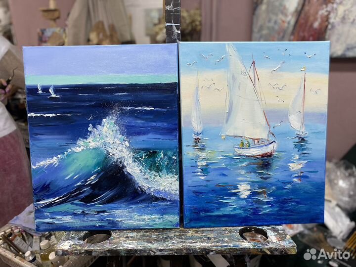Две картины морской пейзаж 40/50