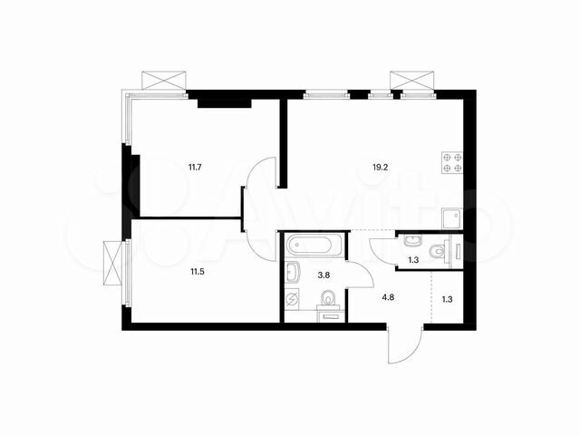 2-к. квартира, 53,6 м², 13/14 эт.