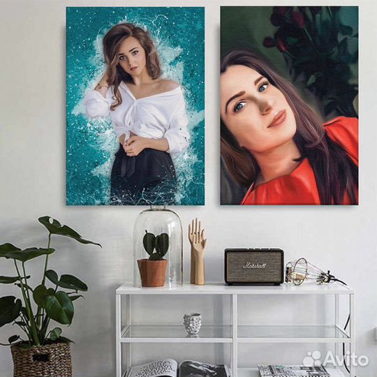 Портреты на холсте с отрисовкой художника