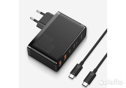 Baseus GaN 2 Pro 4порта,100W+Кабель 100W,Гарантия