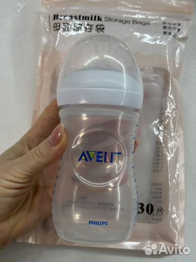 Молокоотсос ручной Avent+ бутылочка 260 мл