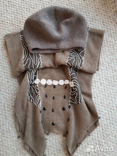 Берет,палантин,шарф,комплект