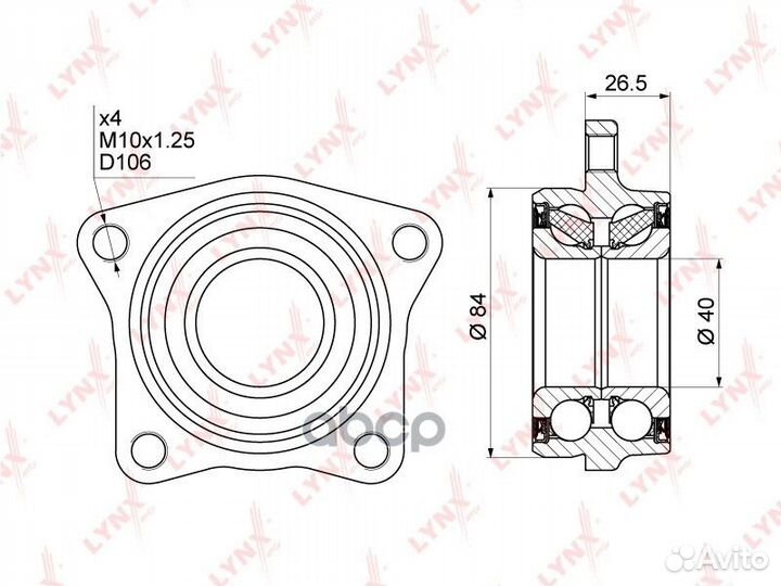 Ступица колеса перед прав/лев WB-1018 lynxauto