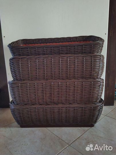 Прямоугольное кашпо из ротанга