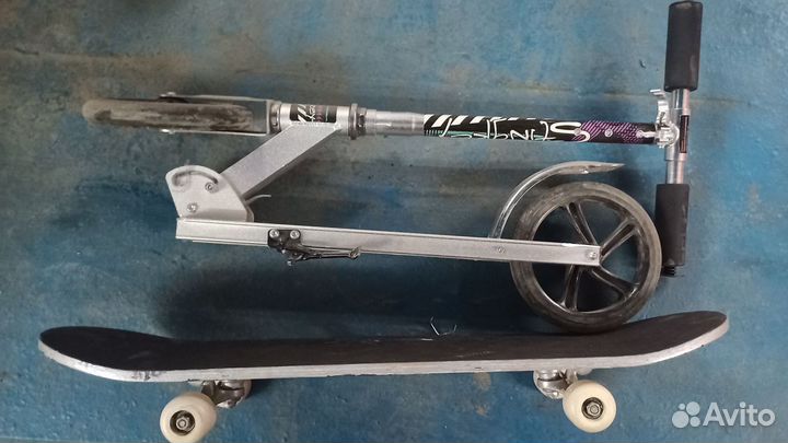 Самокат и 2 скейтборда