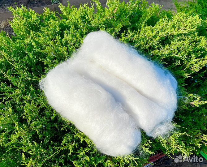 Козий пух белый готовый к прядению