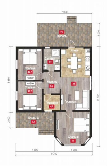 Коттедж 90 м² на участке 5 сот.