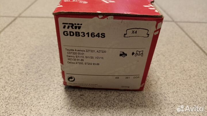 Колодки задние Lexus RX/Camry/ Avensis/Solara