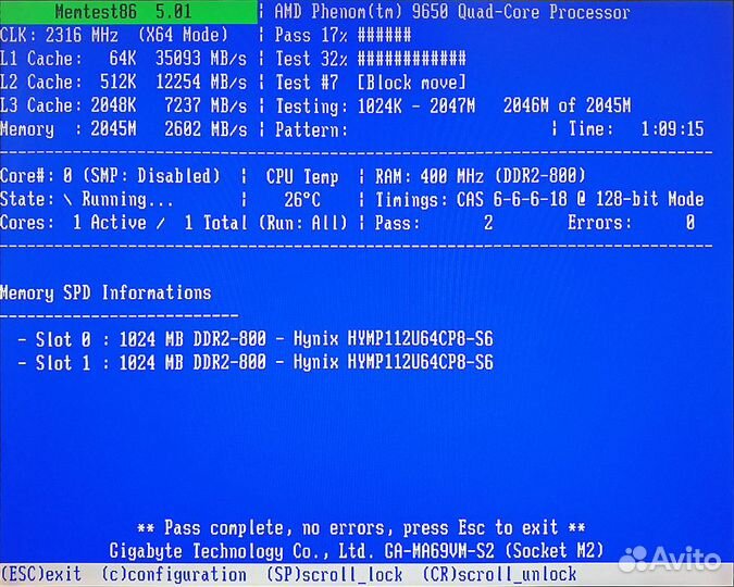 DDR2 2x1gb 800mhz 1rank CL6-6-6-18 Hynix