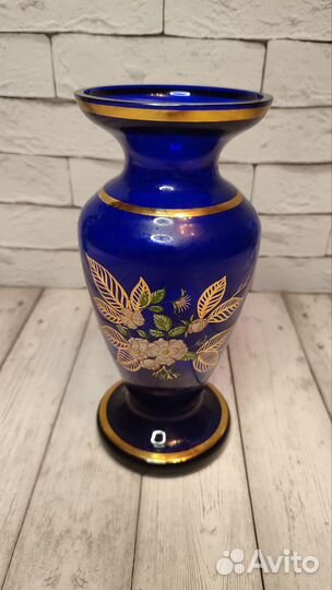 Ваза Синие Стекло Чехословакия Винтаж