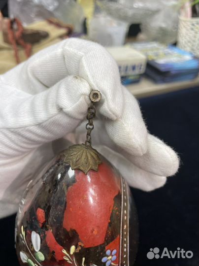 Яйцо пасхальное большое стекло живопись 19 век