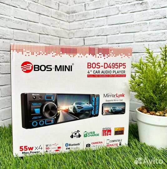 Магнитола 1 din с экраном bos mini арт614