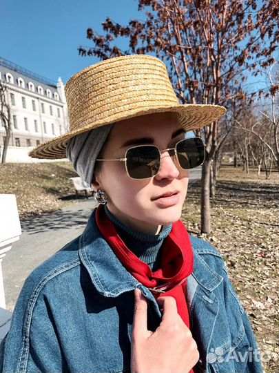 Шляпа канотье новая из соломы с завязками