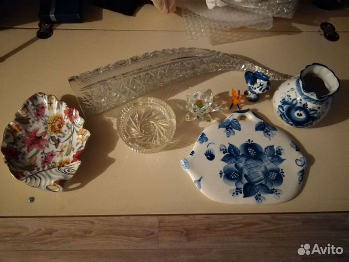 Хрусталь: пепельница, рог изобилия